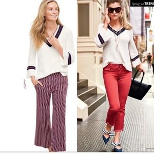 Cabi Faye Ace Pullover White Bell Sleeve V-neck Sweater - New without tags